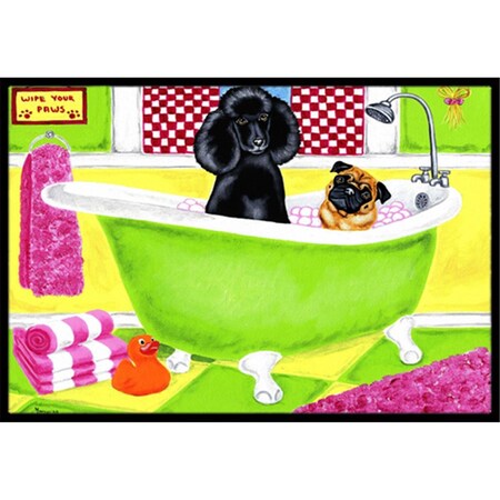 Carolines Treasures Tub for Two with Poodle and Pug Indoor or Outdoor Mat- 18 x 27 AMB1335MAT